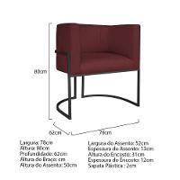 Kit Divã Luna 140cm Lado Direito E 02 Poltronas Base De Ferro Preto Suede Cor Bordô - 9
