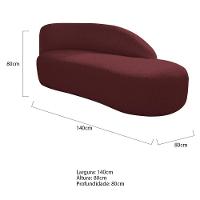 Kit Divã Luna 140cm Lado Direito E 02 Poltronas Base De Ferro Dourado Suede Cor Bordô - 5