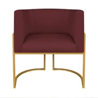 Kit Divã Luna 140cm Lado Direito E 02 Poltronas Base De Ferro Dourado Suede Cor Bordô - 8