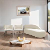 Kit Divã Luna 140cm Lado Direito E 02 Poltronas Base De Ferro Preto Linho Cor Bege - 5