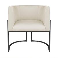 Kit Divã Luna 140cm Lado Direito E 02 Poltronas Base De Ferro Preto Linho Cor Bege - 6