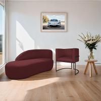 Kit Divã Luna 140cm Lado Esquerdo E 01 Poltrona Base De Ferro Preto Suede Cor Bordô - 8