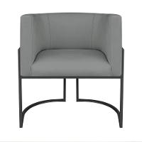 Kit Divã Luna 140cm Lado Direito E 02 Poltronas Base De Ferro Preto Suede Cor Cinza - 5