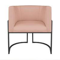 Kit Divã Luna 140cm Lado Direito E 02 Poltronas Base De Ferro Preto Suede Cor Rosê - 6