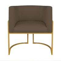 Kit Divã Luna 140cm Lado Direito E 02 Poltronas Base De Ferro Dourado Suede Cor Marrom - 6