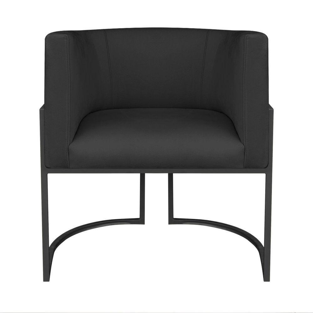 Kit Divã Luna 140cm Lado Direito E 02 Poltronas Base De Ferro Preto Suede Cor Preto - 5