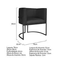 Kit Divã Luna 140cm Lado Direito E 02 Poltronas Base De Ferro Preto Suede Cor Preto - 9
