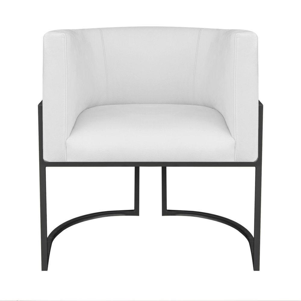 Kit Divã Luna 140cm Lado Esquerdo E 01 Poltrona Base De Ferro Preto Suede Cor Branco - 5