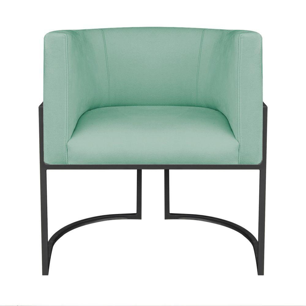 Kit Divã Luna 140cm Lado Esquerdo E 01 Poltrona Base De Ferro Preto Suede Cor Azul Tiffany - 5