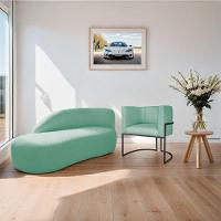 Kit Divã Luna 140cm Lado Esquerdo E 01 Poltrona Base De Ferro Preto Suede Cor Azul Tiffany - 8