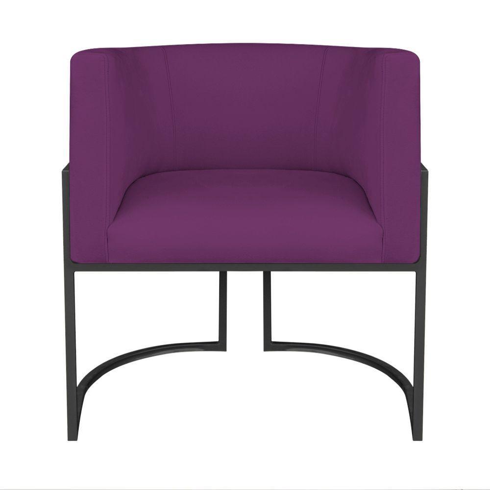 Kit Divã Luna 140cm Lado Direito E 02 Poltronas Base De Ferro Preto Suede Cor Roxo - 5