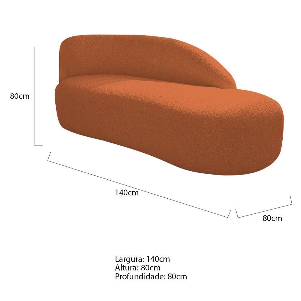 Kit Divã Luna 140cm Lado Direito E 02 Poltronas Base De Ferro Dourado Suede Cor Terracota - 4