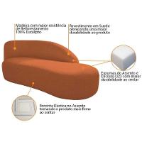 Kit Divã Luna 140cm Lado Direito E 02 Poltronas Base De Ferro Dourado Suede Cor Terracota - 3