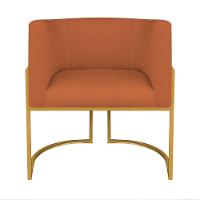 Kit Divã Luna 140cm Lado Direito E 02 Poltronas Base De Ferro Dourado Suede Cor Terracota - 6