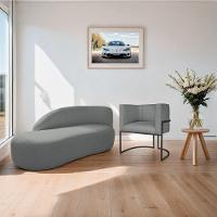 Kit Divã Luna 140cm Lado Esquerdo E 01 Poltrona Base De Ferro Preto Suede Cor Cinza - 8