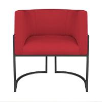 Kit Divã Luna 140cm Lado Direito E 02 Poltronas Base De Ferro Preto Suede Cor Vermelho - 5