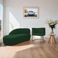 Kit Divã Luna 140cm Lado Esquerdo E 01 Poltrona Base De Ferro Preto Suede Cor Verde - 8