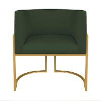 Kit Divã Luna 140cm Lado Esquerdo E 02 Poltronas Base De Ferro Dourado Linho Cor Verde - 5