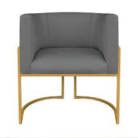 Kit Divã Luna 140cm Lado Esquerdo E 02 Poltronas Base De Ferro Dourado Linho Cor Cinza Escuro - 9