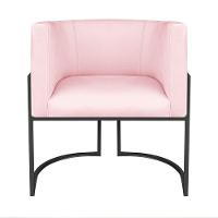 Kit Divã Luna 140cm Lado Esquerdo E 01 Poltrona Base De Ferro Preto Suede Cor Rosa Bebê - 5