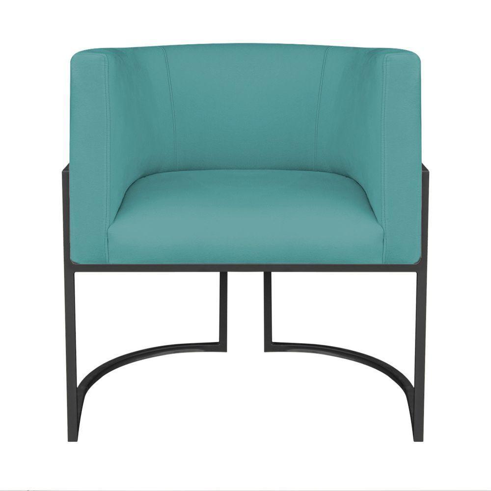 Kit Divã Luna 140cm Lado Esquerdo E 01 Poltrona Base De Ferro Preto Suede Cor Azul Turquesa - 5