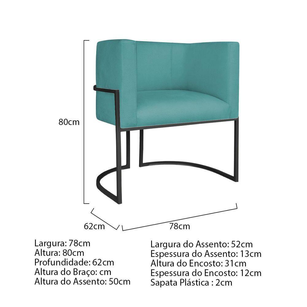 Kit Divã Luna 140cm Lado Esquerdo E 01 Poltrona Base De Ferro Preto Suede Cor Azul Turquesa - 9