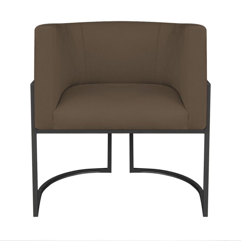 Kit Divã Luna 140cm Lado Direito E 02 Poltronas Base De Ferro Preto Suede Cor Marrom - 6