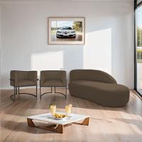 Kit Divã Luna 140cm Lado Direito E 02 Poltronas Base De Ferro Preto Suede Cor Marrom - 5