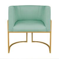 Kit Divã Luna 160cm Lado Esquerdo E 01 Poltrona Base De Ferro Dourado Suede Cor Azul Tiffany - 5