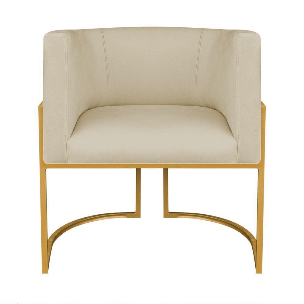 Kit Divã Luna 160cm Lado Esquerdo E 01 Poltrona Base De Ferro Dourado Suede Cor Bege - 5
