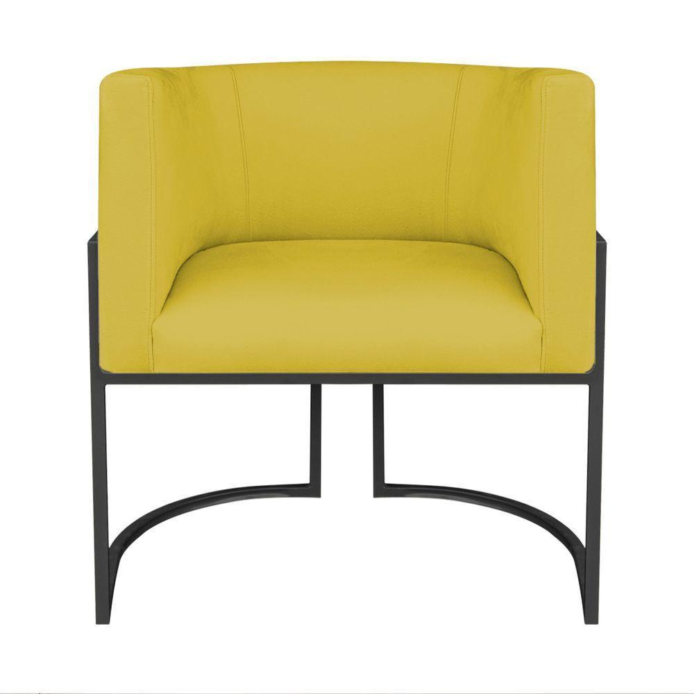 Kit Divã Luna 185cm Lado Esquerdo E 01 Poltrona Base De Ferro Preto Suede Cor Amarelo - 5
