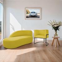 Kit Divã Luna 185cm Lado Esquerdo E 01 Poltrona Base De Ferro Preto Suede Cor Amarelo - 8