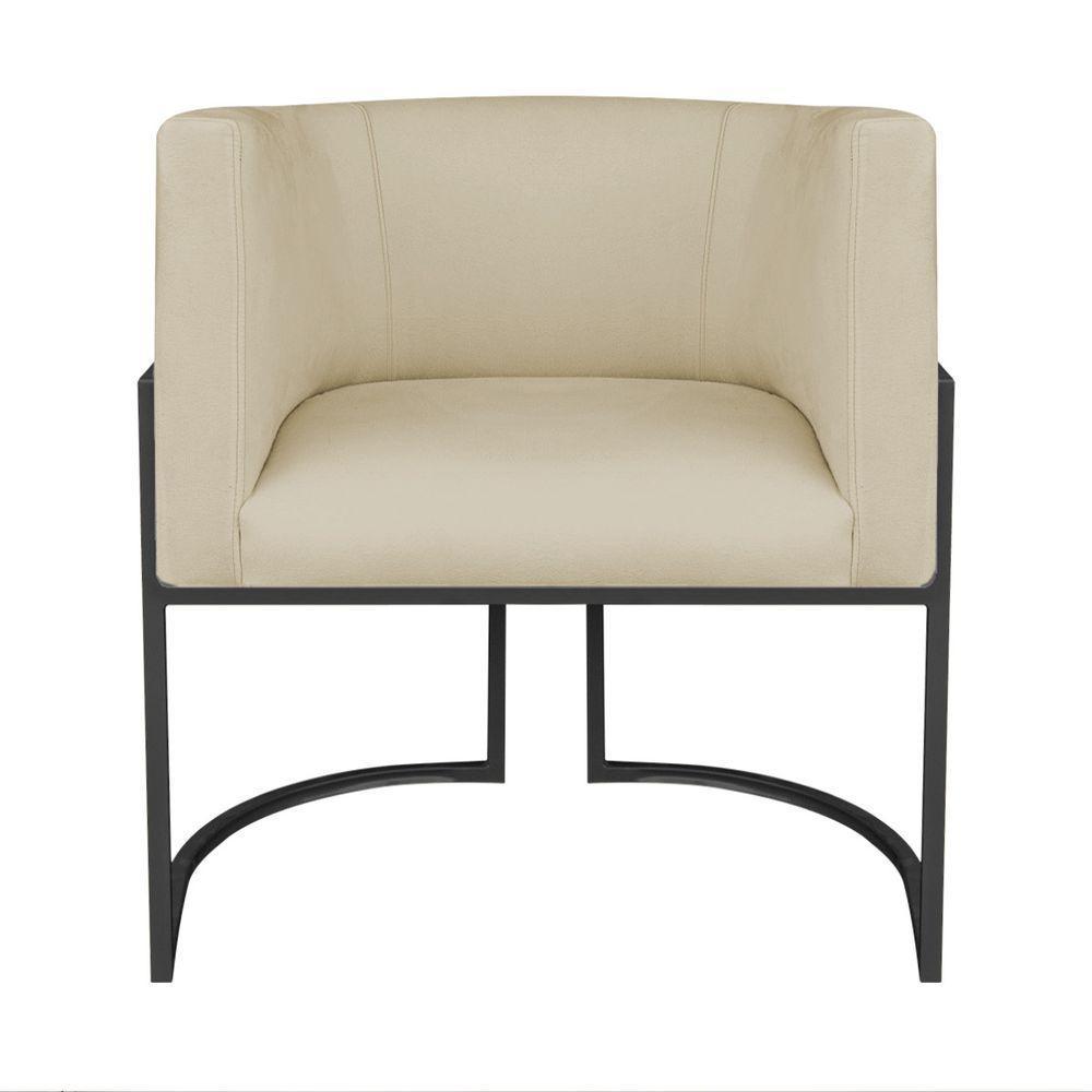 Kit Divã Luna 185cm Lado Esquerdo E 01 Poltrona Base De Ferro Preto Suede Cor Bege - 5