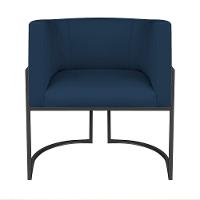 Kit Divã Luna 185cm Lado Esquerdo E 01 Poltrona Base De Ferro Preto Suede Cor Azul Marinho - 5