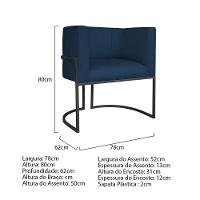 Kit Divã Luna 185cm Lado Esquerdo E 01 Poltrona Base De Ferro Preto Suede Cor Azul Marinho - 9
