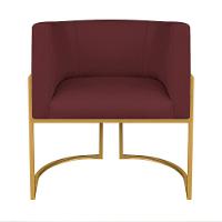 Kit Divã Luna 185cm Lado Esquerdo E 01 Poltrona Base De Ferro Dourado Suede Cor Bordô - 5