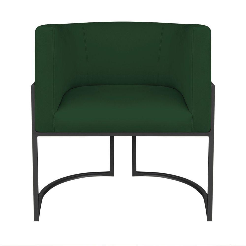 Kit Divã Luna 185cm Lado Direito E 02 Poltronas Base De Ferro Preto Suede Cor Verde - 5