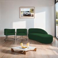 Kit Divã Luna 185cm Lado Direito E 02 Poltronas Base De Ferro Preto Suede Cor Verde - 8