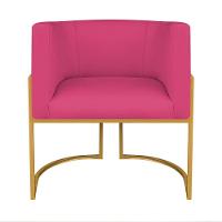 Kit Divã Luna 185cm Lado Direito E 01 Poltrona Base De Ferro Dourado Suede Cor Pink - 5