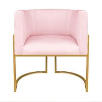 Kit Divã Luna 160cm Lado Direito E 01 Poltrona Base De Ferro Dourada Suede Cor Rosa Bebê - 5