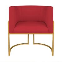 Kit Divã Luna 160cm Lado Direito E 01 Poltrona Base De Ferro Dourada Suede Cor Vermelho - 5