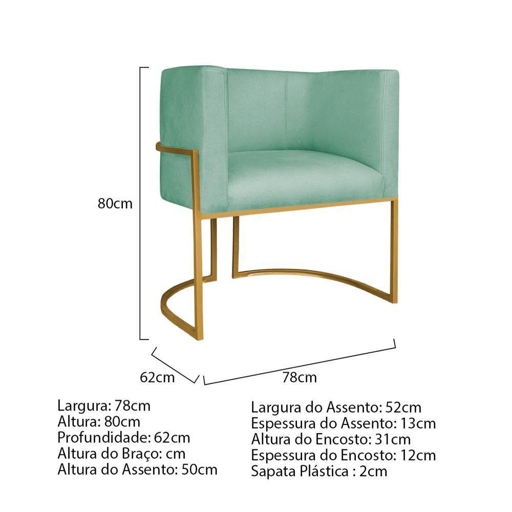 Kit Divã Luna 160cm Lado Direito E 01 Poltrona Base De Ferro Dourada Suede Cor Azul Tiffany - 4