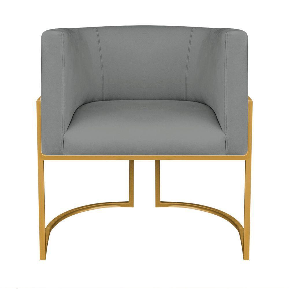 Kit Divã Luna 160cm Lado Esquerdo E 01 Poltrona Base De Ferro Dourado Suede Cor Cinza - 5