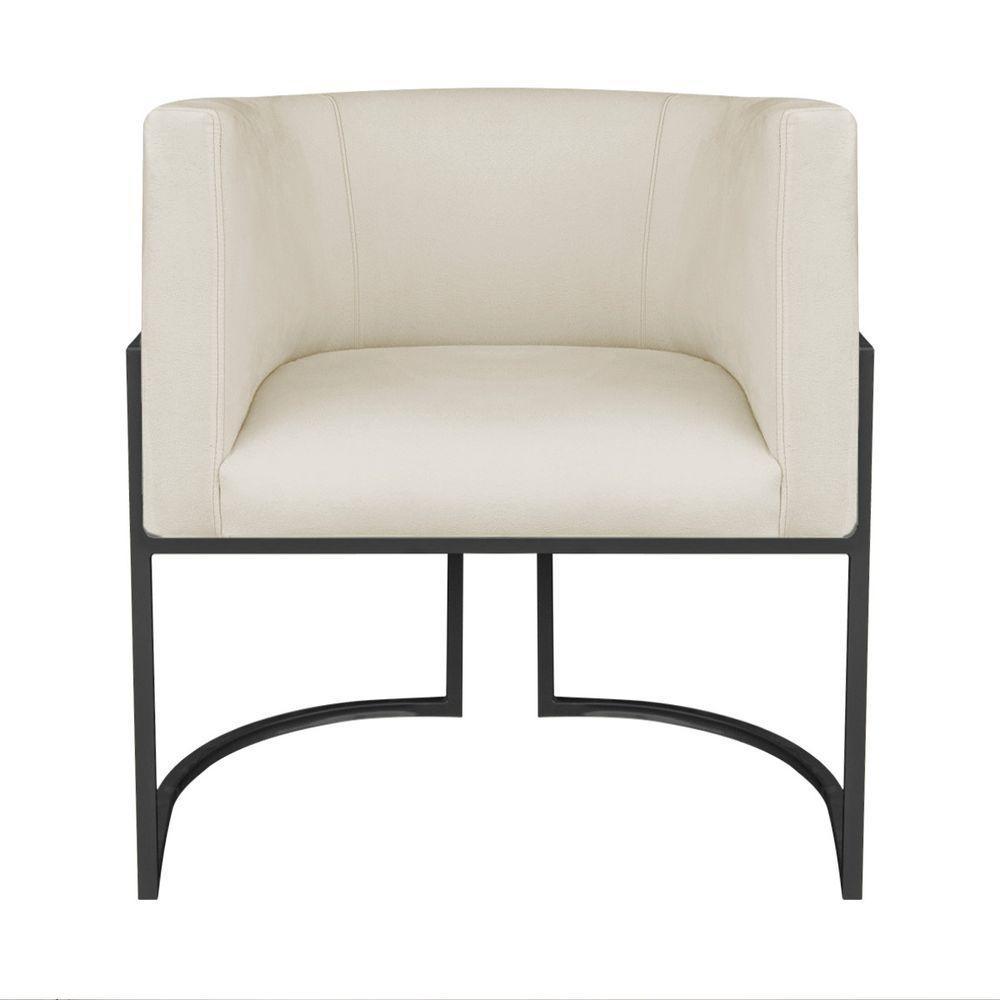 Kit Divã Luna 160cm Lado Esquerdo E 02 Poltronas Base De Ferro Preto Linho Cor Bege - 5