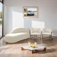 Kit Divã Luna 160cm Lado Esquerdo E 02 Poltronas Base De Ferro Preto Linho Cor Bege - 8