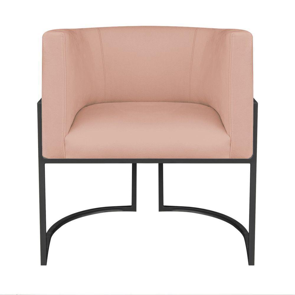 Kit Divã Luna 185cm Lado Esquerdo E 01 Poltrona Base De Ferro Preto Suede Cor Rosê - 4