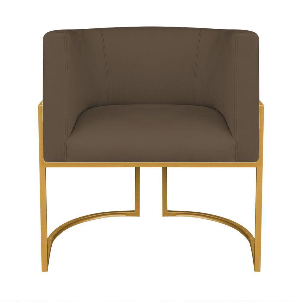 Kit Divã Luna 185cm Lado Esquerdo E 01 Poltrona Base De Ferro Dourado Suede Cor Marrom - 5