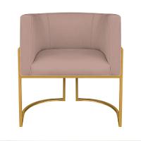 Kit Divã Luna 185cm Lado Esquerdo E 02 Poltronas Base De Ferro Dourado Linho Cor Rosê - 5