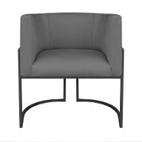 Kit Divã Luna 160cm Lado Esquerdo E 02 Poltronas Base De Ferro Preto Linho Cor Cinza Escuro - 8