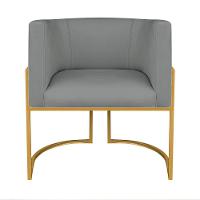 Kit Divã Luna 185cm Lado Esquerdo E 01 Poltrona Base De Ferro Dourado Suede Cor Cinza - 5